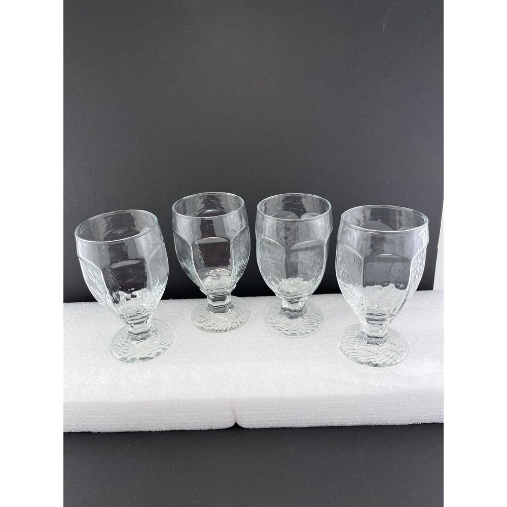 Libbey Chivalry Clear Glass 5.5" Banquet Goblets Vintage Textured Set of 4 EUC - Picture 3 of 7